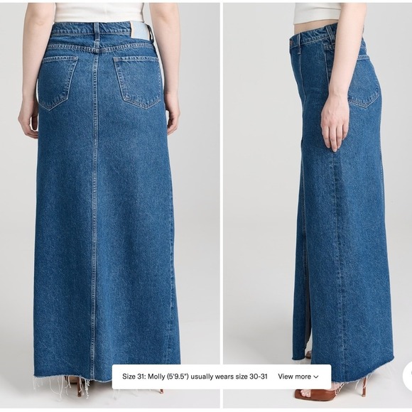 MOTHER Snacks! $298 The Lickity Split Fray Maxi Denim Skirt - Picture 5 of 7